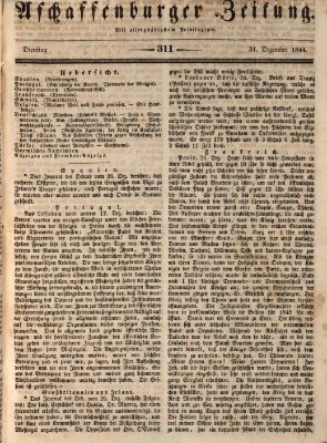 Aschaffenburger Zeitung Dienstag 31. Dezember 1844