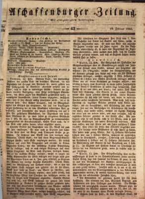 Aschaffenburger Zeitung Mittwoch 19. Februar 1845