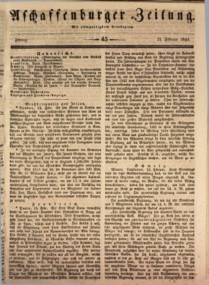 Aschaffenburger Zeitung Freitag 21. Februar 1845