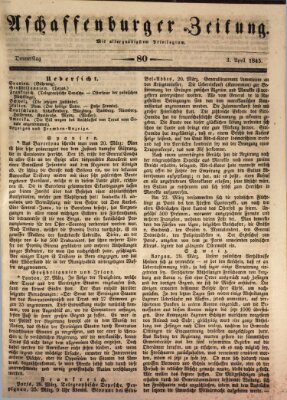 Aschaffenburger Zeitung Donnerstag 3. April 1845