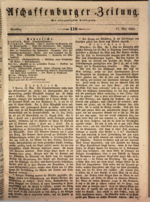Aschaffenburger Zeitung Samstag 17. Mai 1845