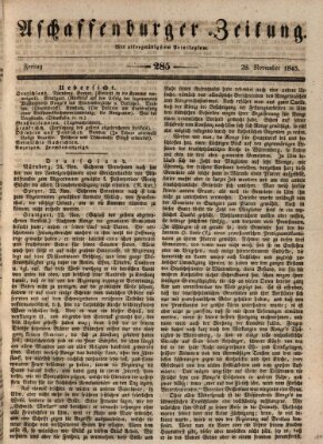 Aschaffenburger Zeitung Freitag 28. November 1845