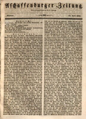 Aschaffenburger Zeitung Mittwoch 15. April 1846