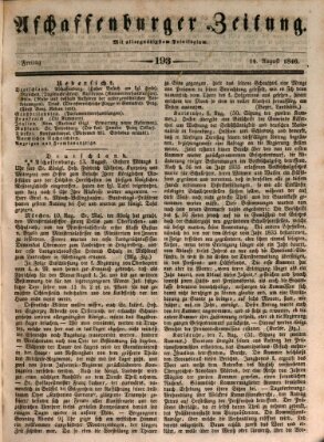 Aschaffenburger Zeitung Freitag 14. August 1846
