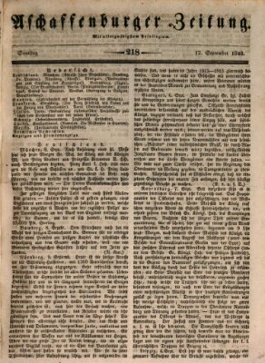Aschaffenburger Zeitung Samstag 12. September 1846