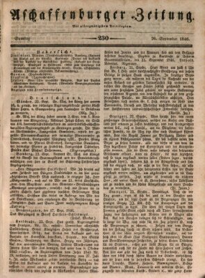 Aschaffenburger Zeitung Samstag 26. September 1846