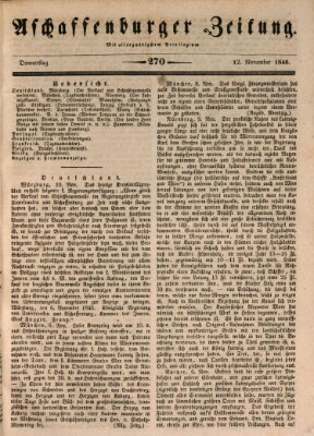 Aschaffenburger Zeitung Donnerstag 12. November 1846
