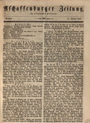 Aschaffenburger Zeitung Samstag 27. Februar 1847