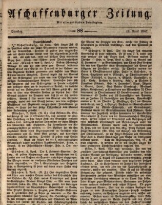 Aschaffenburger Zeitung Dienstag 13. April 1847