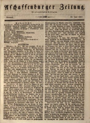 Aschaffenburger Zeitung Mittwoch 23. Juni 1847