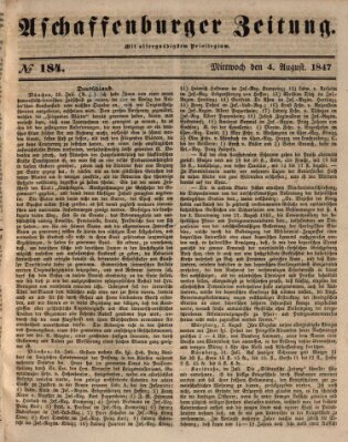 Aschaffenburger Zeitung Mittwoch 4. August 1847