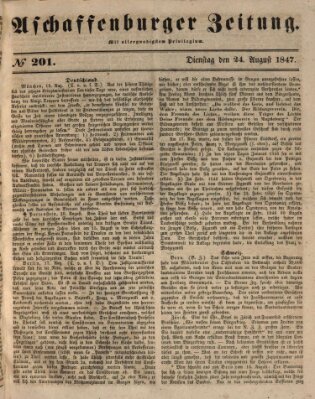 Aschaffenburger Zeitung Dienstag 24. August 1847