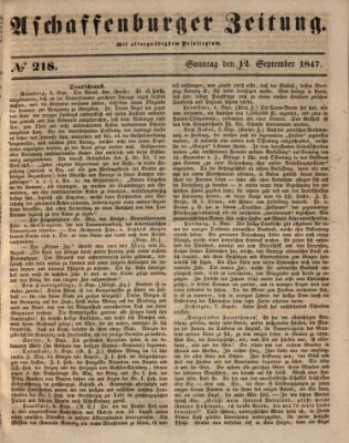 Aschaffenburger Zeitung Sonntag 12. September 1847