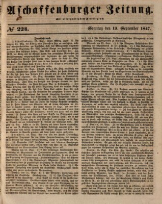 Aschaffenburger Zeitung Sonntag 19. September 1847