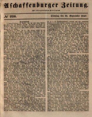 Aschaffenburger Zeitung Dienstag 21. September 1847