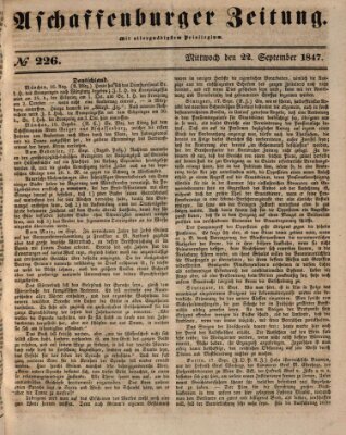 Aschaffenburger Zeitung Mittwoch 22. September 1847