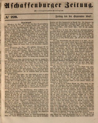 Aschaffenburger Zeitung Freitag 24. September 1847