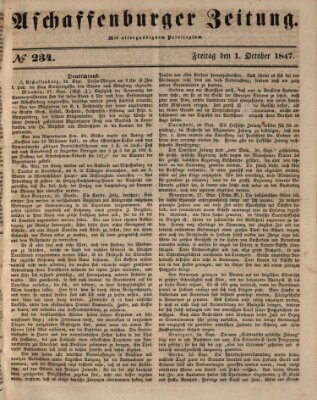 Aschaffenburger Zeitung Freitag 1. Oktober 1847