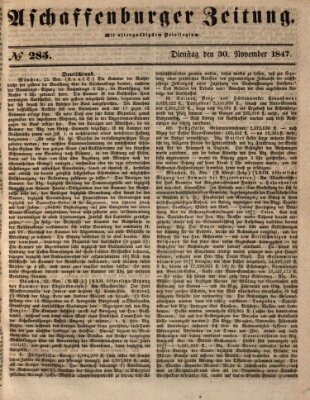 Aschaffenburger Zeitung Dienstag 30. November 1847