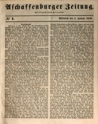 Aschaffenburger Zeitung Mittwoch 5. Januar 1848