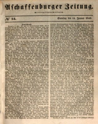 Aschaffenburger Zeitung Samstag 15. Januar 1848