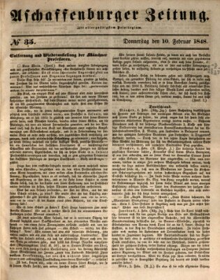 Aschaffenburger Zeitung Donnerstag 10. Februar 1848