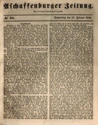 Aschaffenburger Zeitung Donnerstag 17. Februar 1848