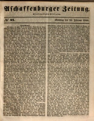 Aschaffenburger Zeitung Sonntag 20. Februar 1848