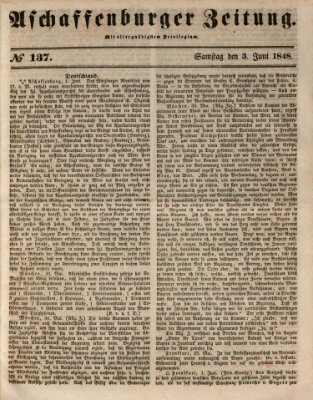 Aschaffenburger Zeitung Samstag 3. Juni 1848