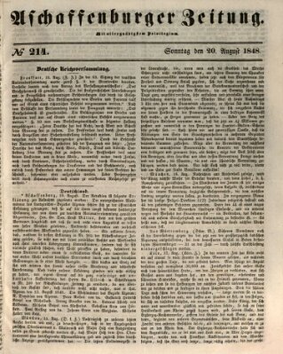 Aschaffenburger Zeitung Sonntag 20. August 1848