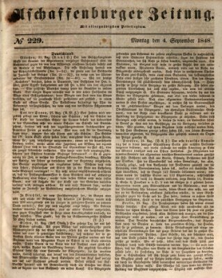 Aschaffenburger Zeitung Montag 4. September 1848