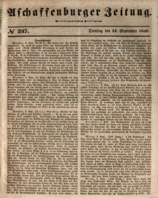 Aschaffenburger Zeitung Dienstag 12. September 1848