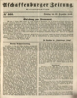 Aschaffenburger Zeitung Dienstag 19. Dezember 1848