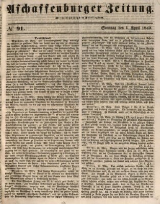 Aschaffenburger Zeitung Sonntag 1. April 1849