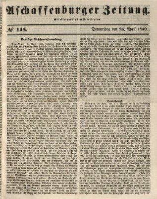 Aschaffenburger Zeitung Donnerstag 26. April 1849