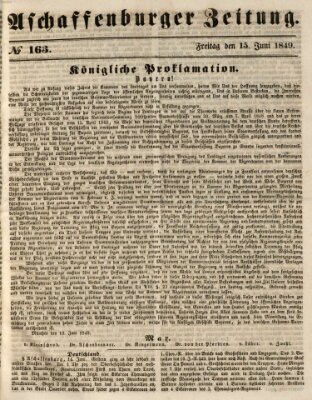 Aschaffenburger Zeitung Freitag 15. Juni 1849