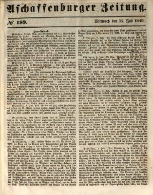 Aschaffenburger Zeitung Mittwoch 11. Juli 1849