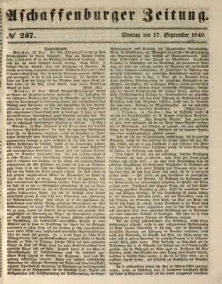 Aschaffenburger Zeitung Montag 17. September 1849