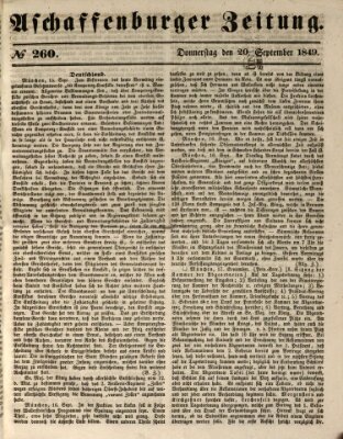 Aschaffenburger Zeitung Donnerstag 20. September 1849