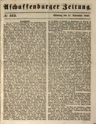 Aschaffenburger Zeitung Sonntag 11. November 1849