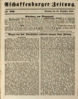 Aschaffenburger Zeitung Dienstag 25. Dezember 1849