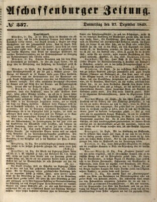 Aschaffenburger Zeitung Donnerstag 27. Dezember 1849