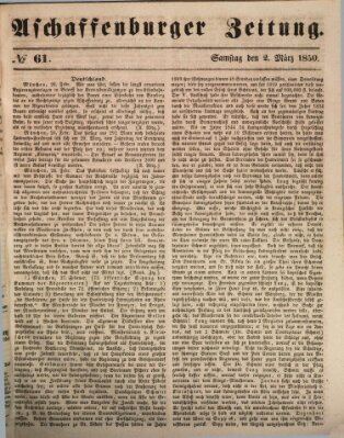 Aschaffenburger Zeitung Samstag 2. März 1850