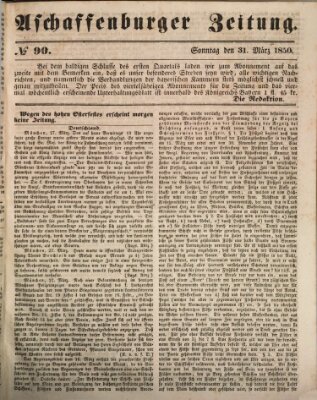 Aschaffenburger Zeitung Sonntag 31. März 1850
