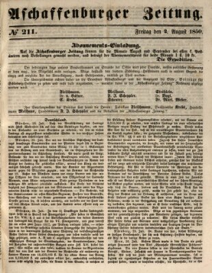 Aschaffenburger Zeitung Freitag 2. August 1850
