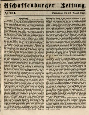 Aschaffenburger Zeitung Donnerstag 22. August 1850