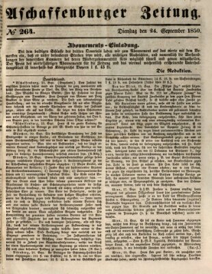 Aschaffenburger Zeitung Dienstag 24. September 1850