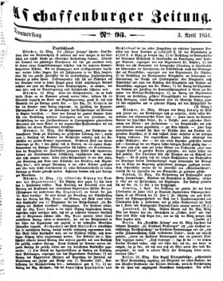 Aschaffenburger Zeitung Donnerstag 3. April 1851