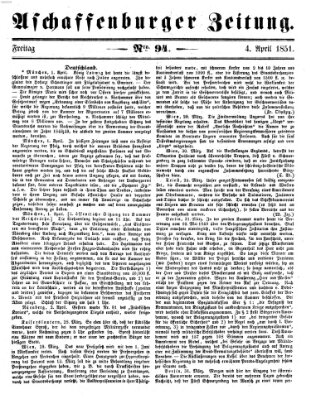 Aschaffenburger Zeitung Freitag 4. April 1851