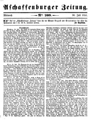 Aschaffenburger Zeitung Mittwoch 30. Juli 1851